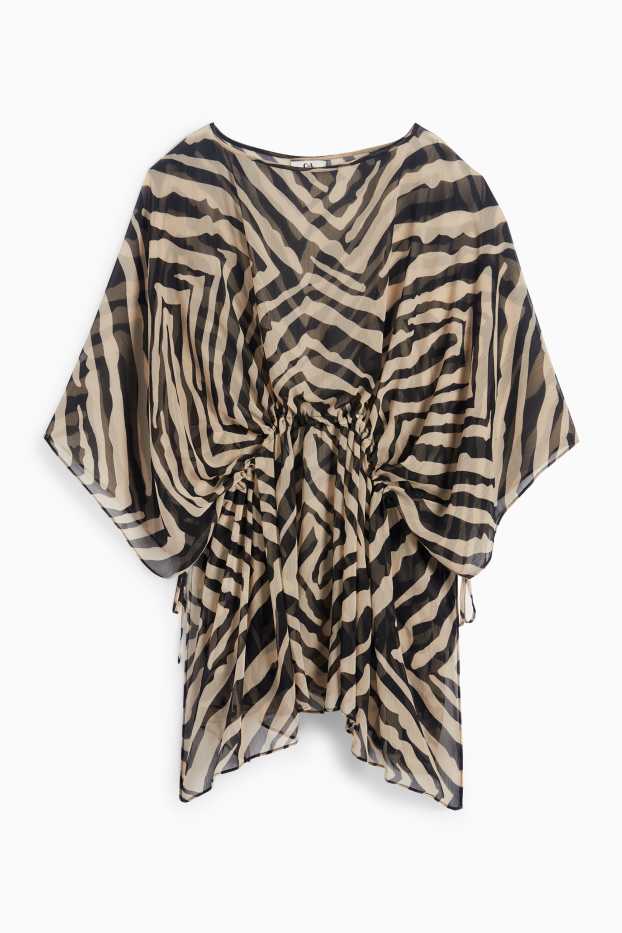 Femmes - Cafetan - à motif - noir / beige