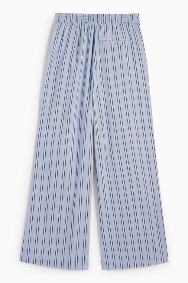 Femei - Pantaloni de stofă - talie înaltă - wide leg - cu dungi - albastru