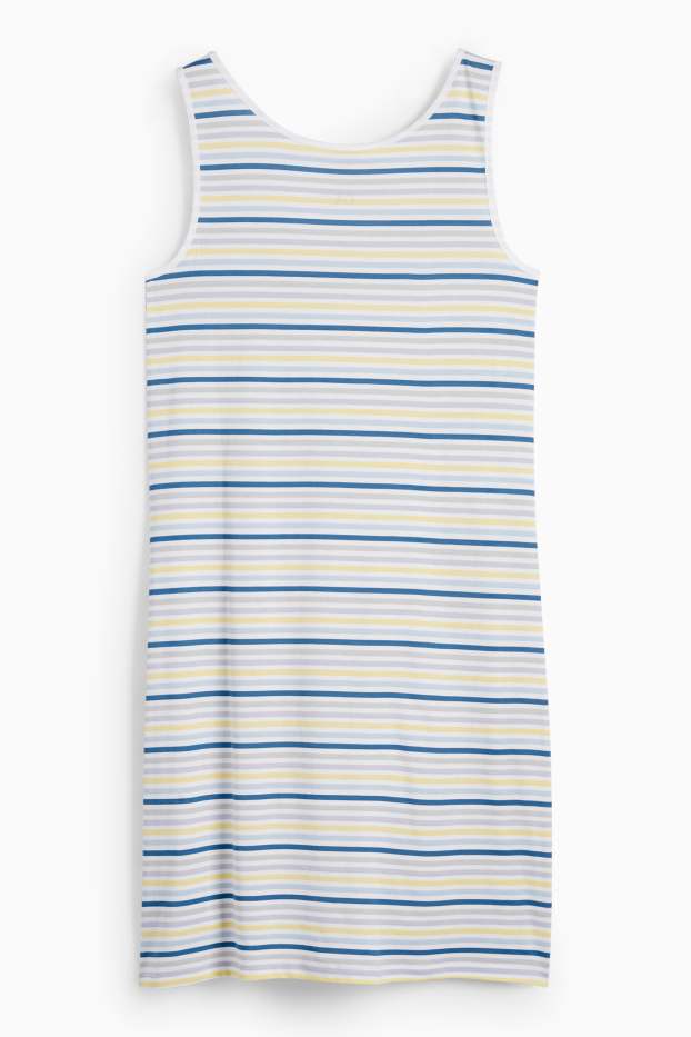 Damen - Nachthemd - gestreift - blau / grau