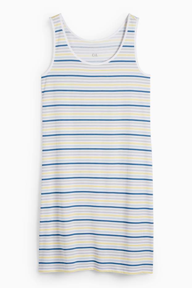 Damen - Nachthemd - gestreift - blau / grau