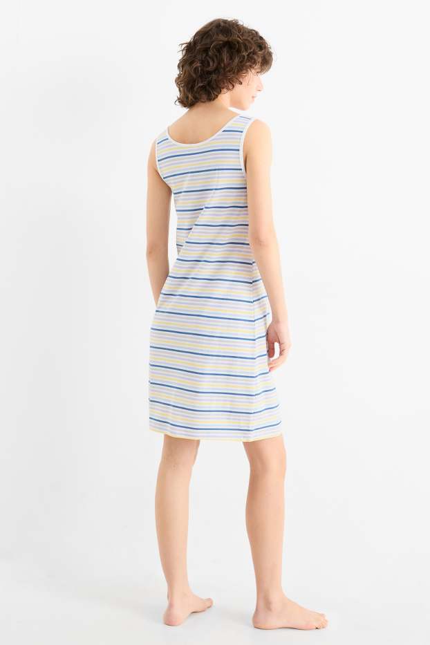 Damen - Nachthemd - gestreift - blau / grau