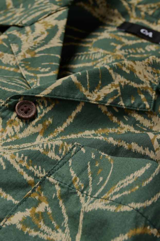 Hommes - Chemise - regular fit - col à revers - à motif - vert foncé