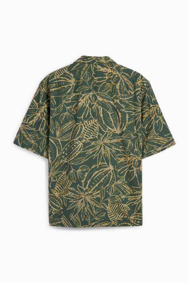 Hommes - Chemise - regular fit - col à revers - à motif - vert foncé