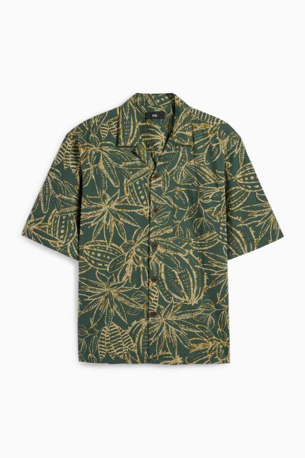Hommes - Chemise - regular fit - col à revers - à motif - vert foncé
