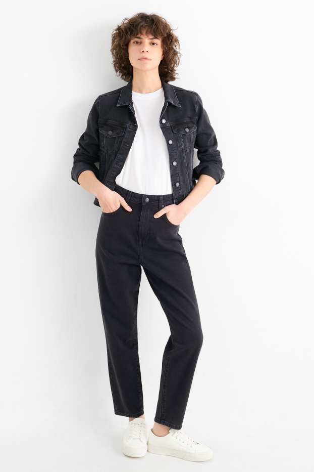 Damen - Mom Jeans - High Waist - schwarz