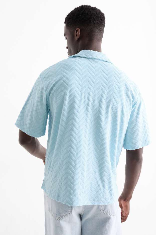 Hommes - Chemise - relaxed fit - col à revers - à motif - texturée - bleu clair