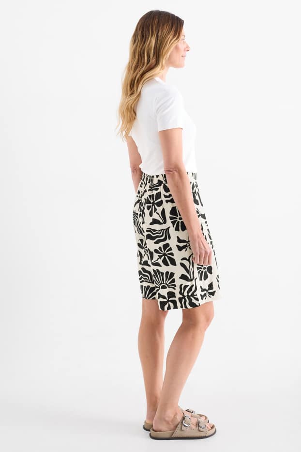 Femmes - Bermudas - high waist - à motif - texturé - noir / beige