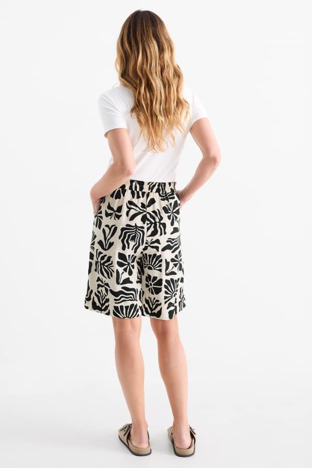 Femmes - Bermudas - high waist - à motif - texturé - noir / beige