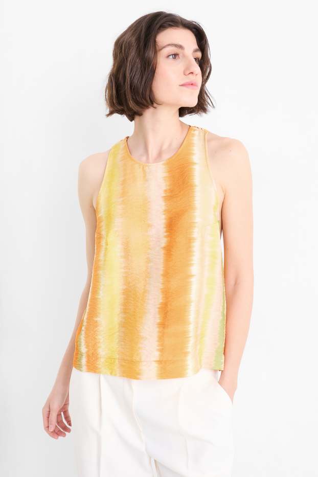 Mujer - Top ablusado - de rayas - naranja