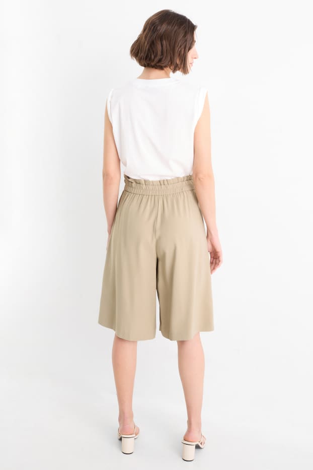 Donna - Bermuda - vita alta - tortora