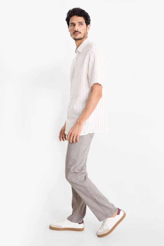 Herren - Hose - Regular Fit - Leinen-Mix - grau