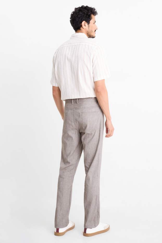Herren - Hose - Regular Fit - Leinen-Mix - grau