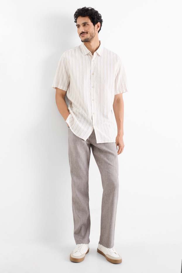 Herren - Hose - Regular Fit - Leinen-Mix - grau