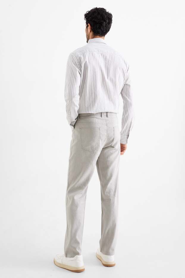 Bărbați - Pantaloni - regular fit - amestec de in - gri