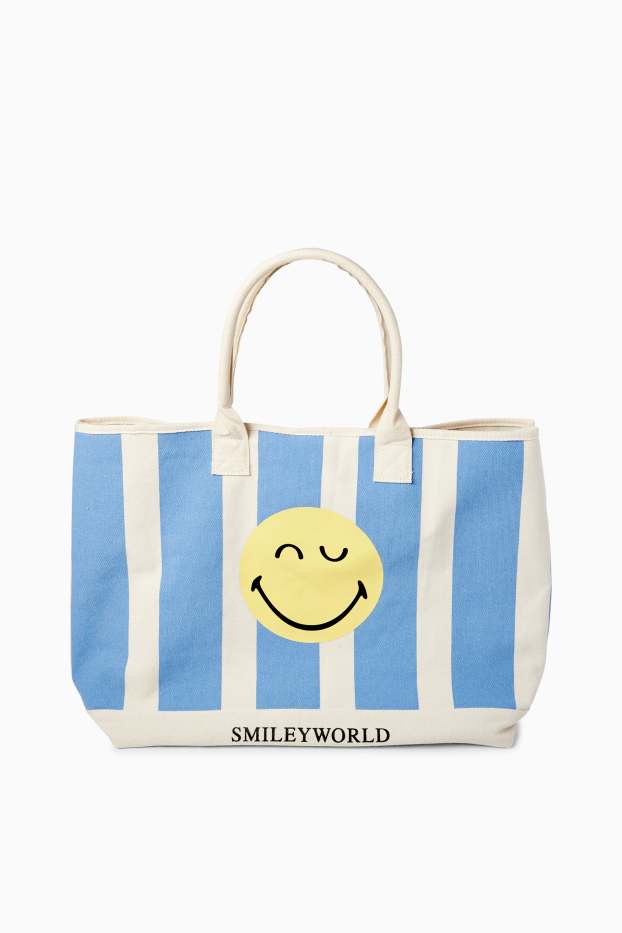 Damen - Großer Shopper - SmileyWorld® - blau / weiss