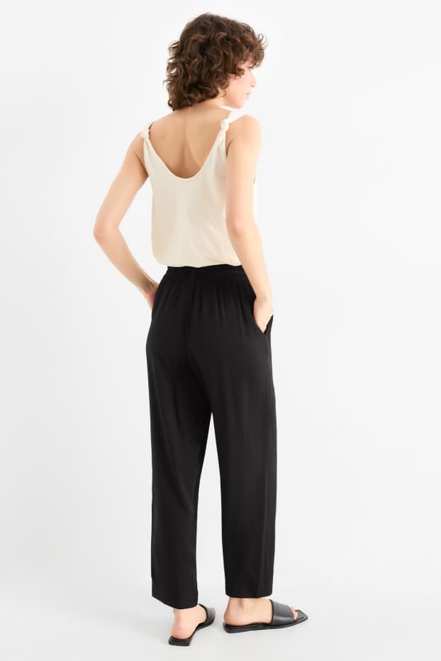 Dames - Pantalon - high waist - tapered fit - zwart