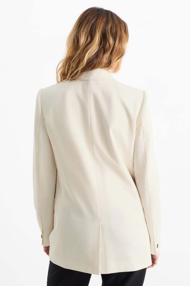 Dames - Lange, oversized blazer - crème wit