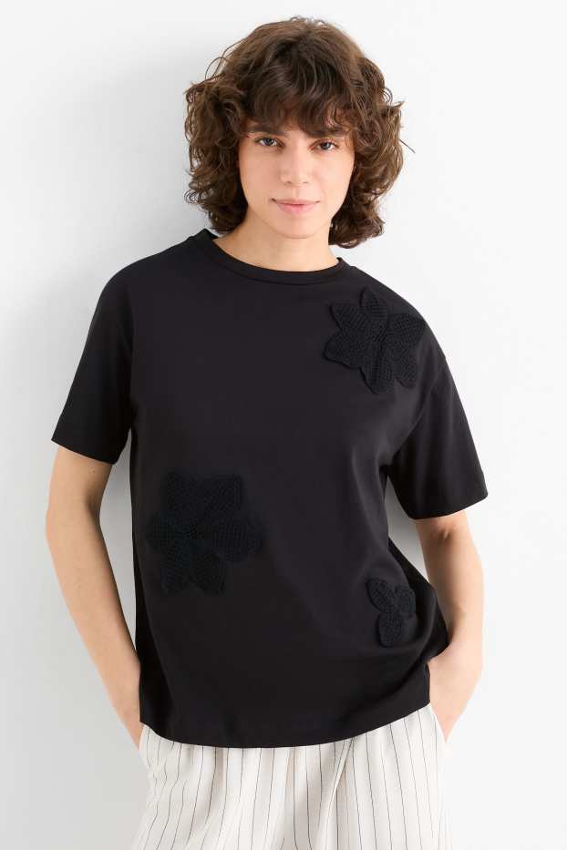 Damen - T-Shirt - Relaxed Fit - schwarz