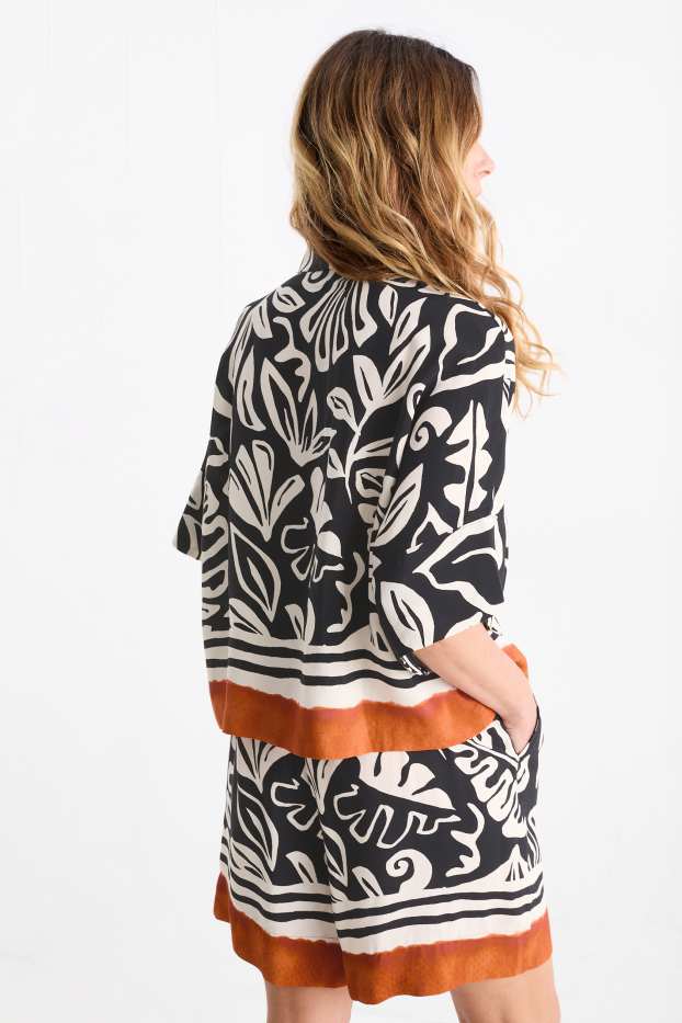 Femmes - Chemisier - à motif - noir / beige