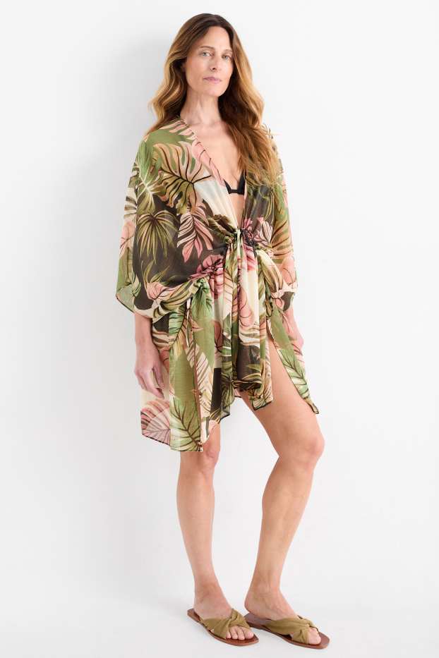 Dona - Quimono - estampat - verd/beix