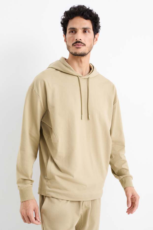 Hommes - Sweat à capuche de sport oversize - beige
