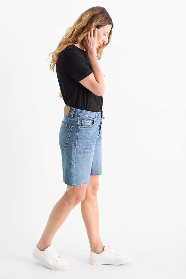 Dames - Korte spijkerbroek - mid waist - LYCRA® - jeanslichtblauw