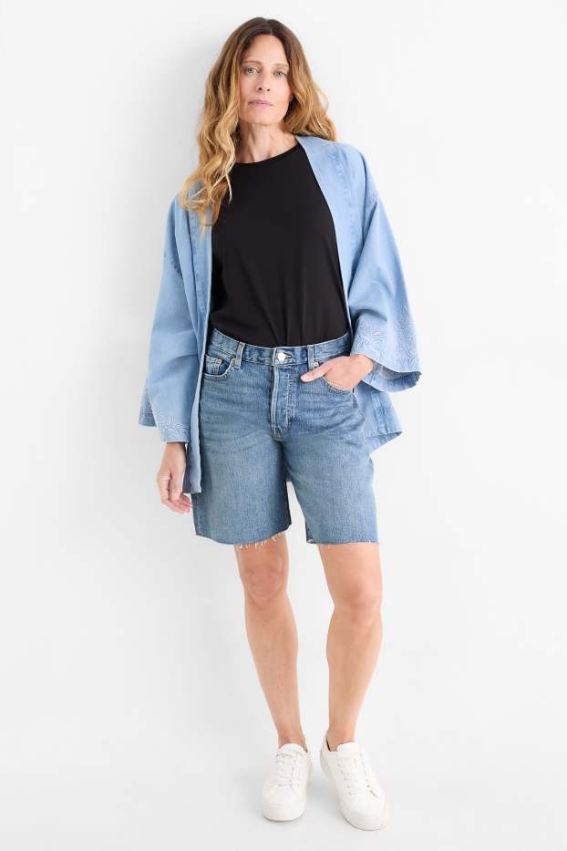 Dames - Korte spijkerbroek - mid waist - LYCRA® - jeanslichtblauw