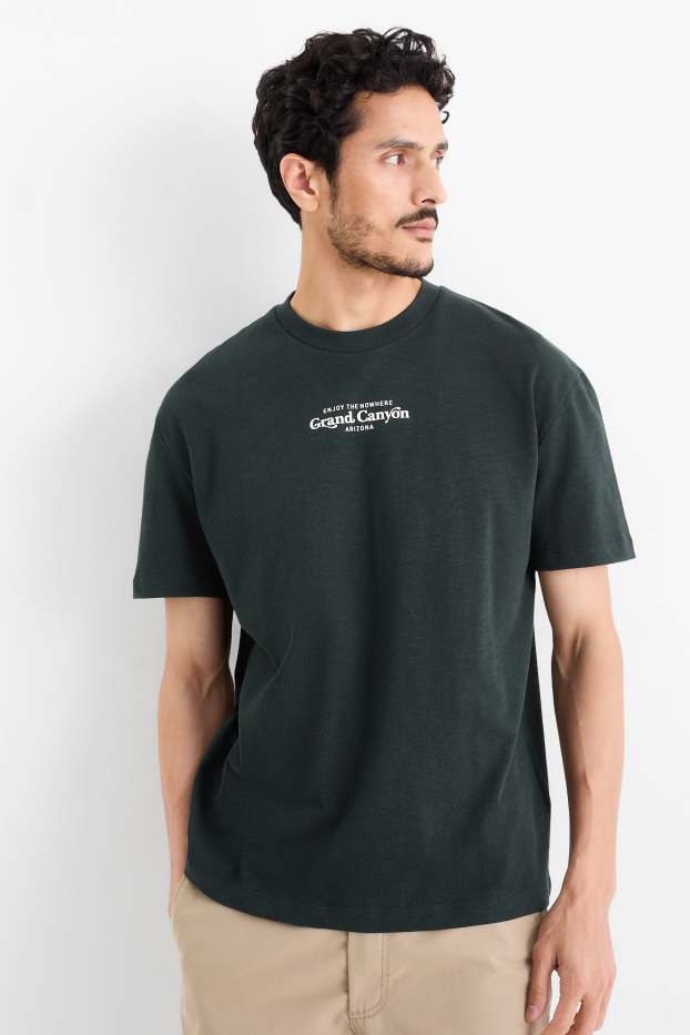 Heren - T-shirt - relaxed fit - zwart