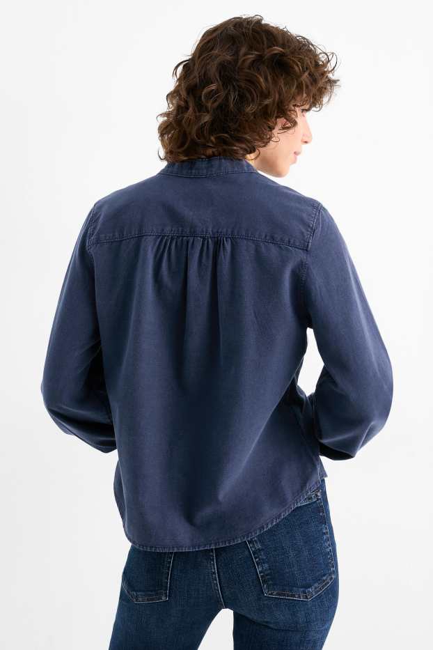 Dames - Spijkerblouse - donkerblauw