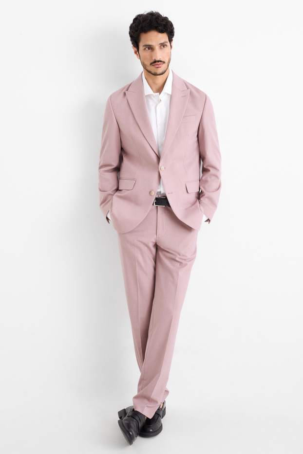 Hommes - Pantalon de costume - regular fit - matière extensible - violet clair