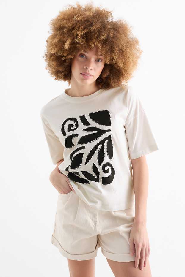 Damen - T-Shirt - cremefarben