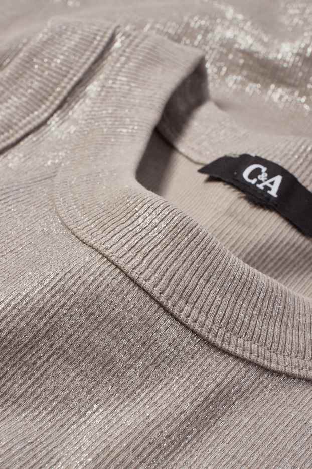 Femmes - Top - côtelé - brillant - beige / or