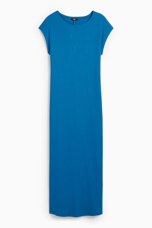 Femmes - Robe-T-shirt - côtelée - bleu pétrole