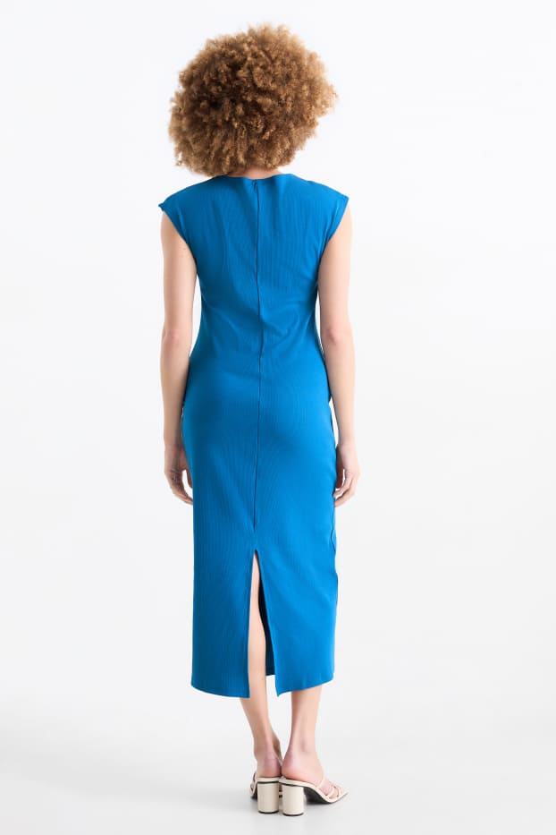 Femmes - Robe-T-shirt - côtelée - bleu pétrole