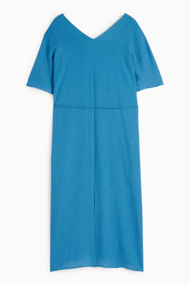 Femmes - Robe à col V - bleu pétrole