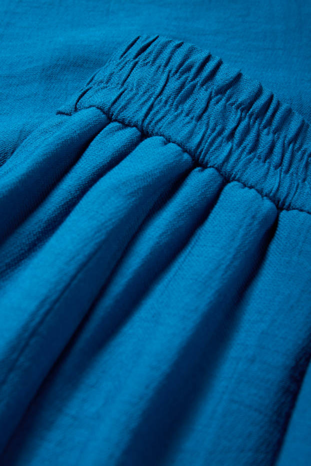 Donna - Pantaloni di stoffa - vita alta - gamba larga - petrolio