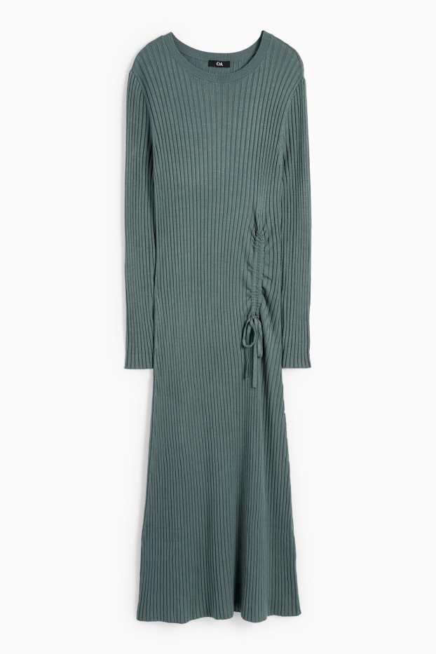 Dona - Vestit de punt de mitja - acanalat - turquesa