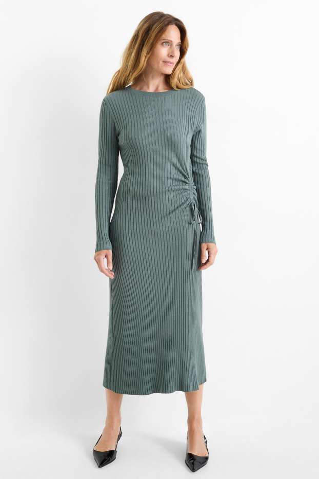 Dona - Vestit de punt de mitja - acanalat - turquesa