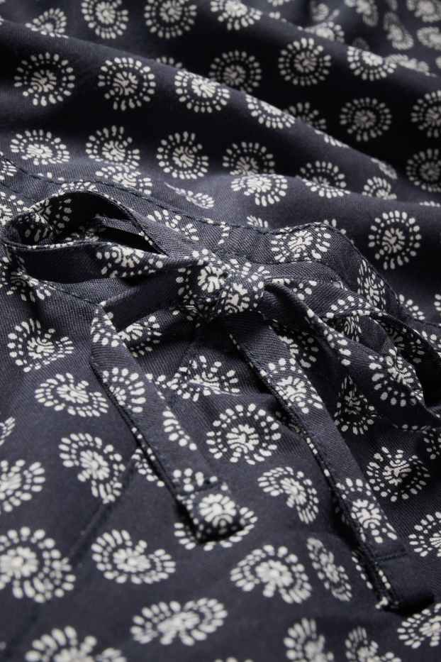 Femei - Pantaloni de stofă - talie înaltă - tapered fit - cu model - albastru închis