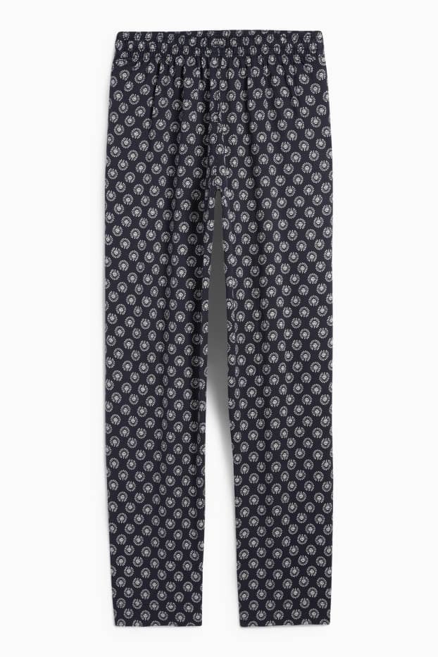 Femei - Pantaloni de stofă - talie înaltă - tapered fit - cu model - albastru închis