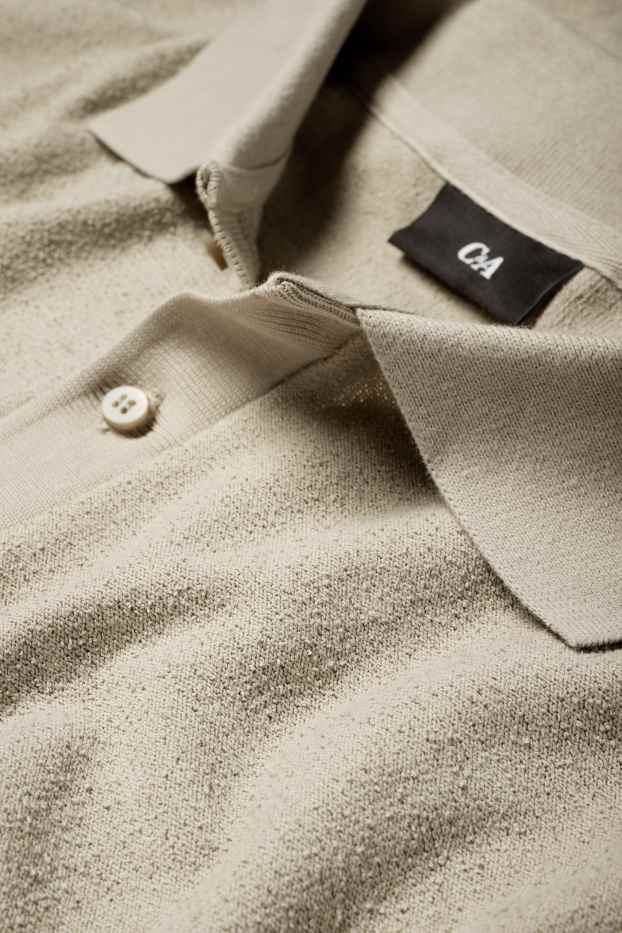 Men - Polo shirt - regular fit - textured - taupe