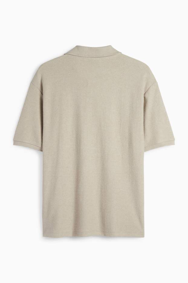 Men - Polo shirt - regular fit - textured - taupe