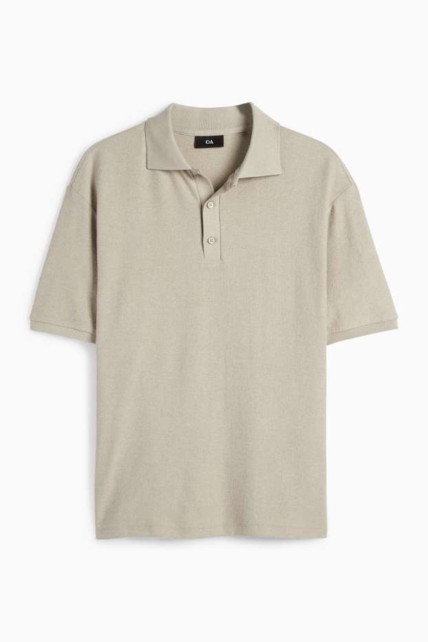 Men - Polo shirt - regular fit - textured - taupe