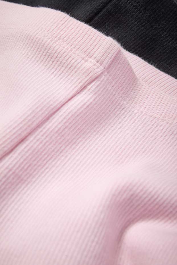 Bambine - Confezione da 2 - bermuda ciclista - a coste - nero / rosa