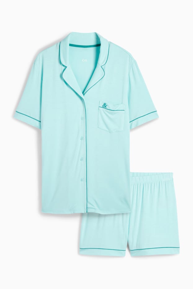 Donna - Pigiama corto in viscosa - turchese