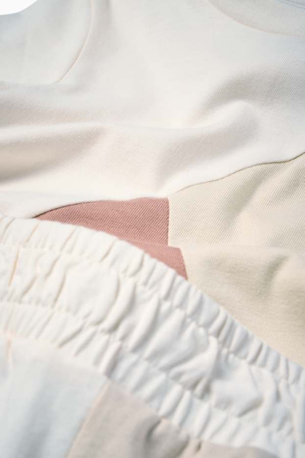 Enfants garçons - Ensemble - T-shirt et short - 2 pièces - à motif - beige clair