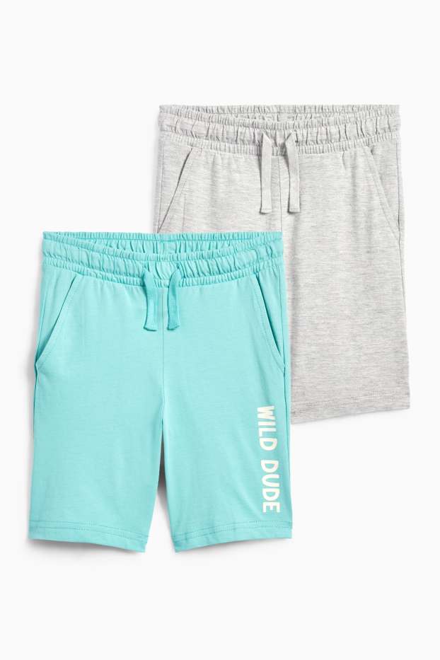 Enfants garçons - Lot de 2 - bermudas - gris / turquoise