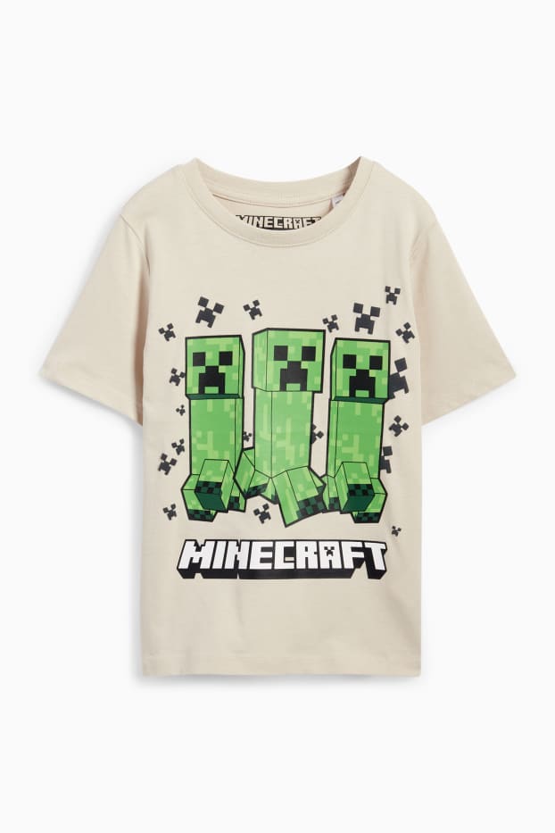 Niños - Minecraft - camiseta de manga corta - beis