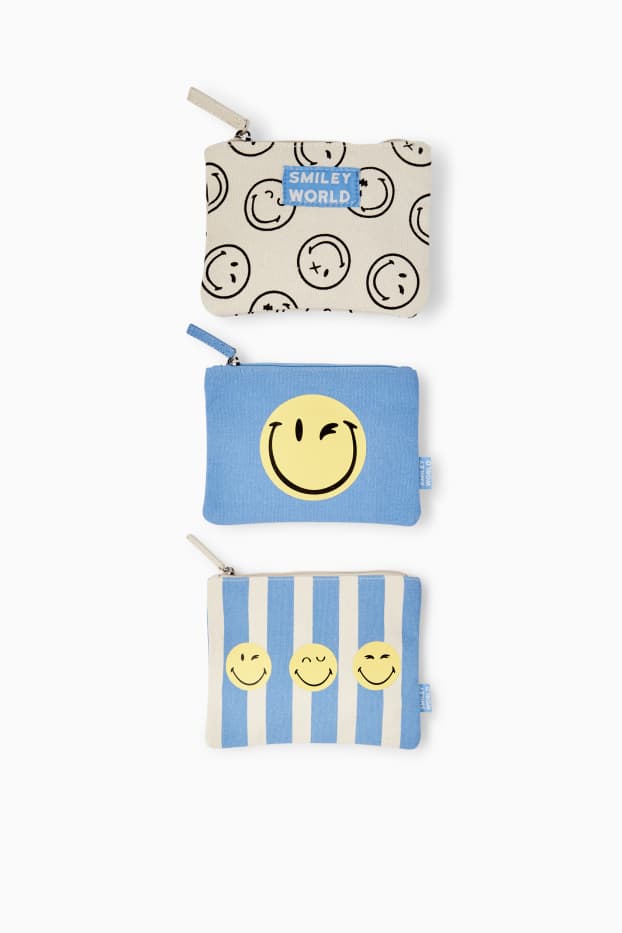 Dámské - Souprava - kosmetická taška - 3dílná - SmileyWorld® - modrá/bílá