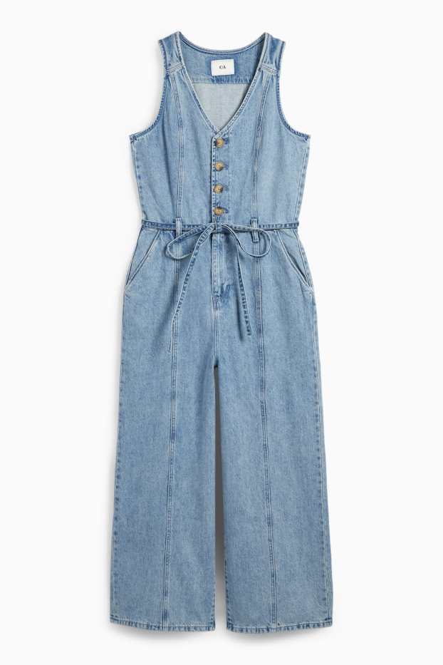 Dames - Denim jumpsuit - jeanslichtblauw